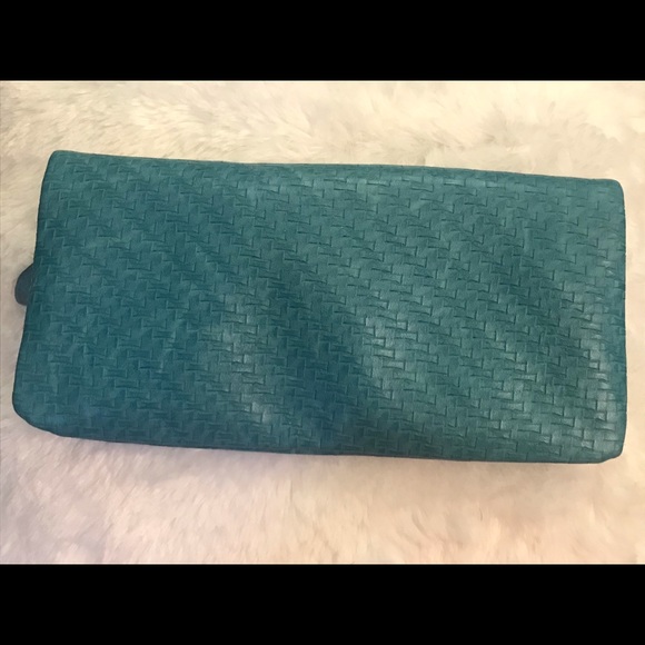 Cool 1980s style bag!! Turquoise asymmetrical clutch handbag! So Debbie Harry! - Picture 2 of 6